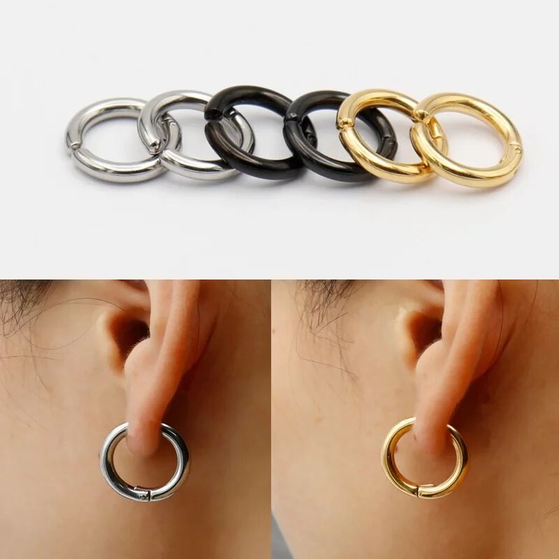 Stainless Steel Gold Hoop Earrings For Women Simple Punk Fashion