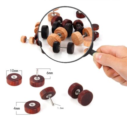 Wooden Dumbbell Stud Earrings - Image 2