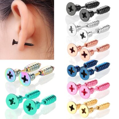 Nail Screw Stud Earring