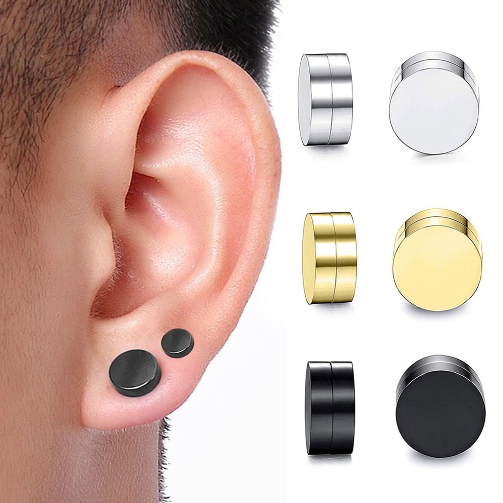 6 Pcs Men Women Stainless Steel Cross Stud Magnetic Earrings Set Non  Piercing | eBay