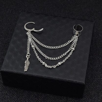 Chain Earrings with Ear Cuff - Image 3