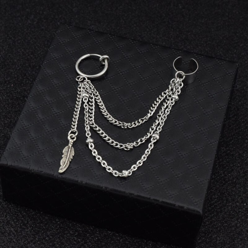 Buy Mens Earrings Silver Dangle Earrings for Men 16mm Silver Hoop With Chain  Dangle Mens Dangle Earrings Mens Jewellery Gifts for Him Online in India -  Etsy