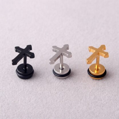 Cross Barbell Earrings