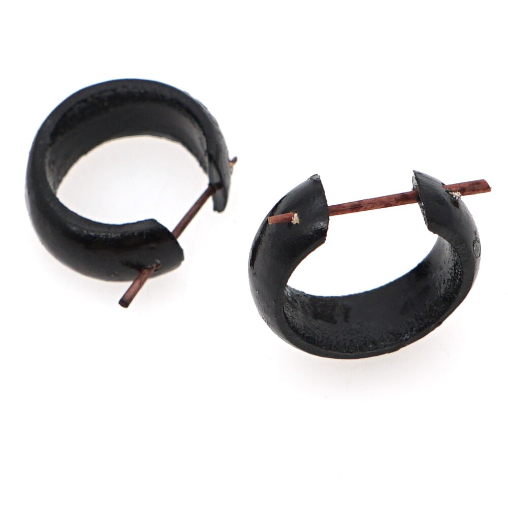 Black Wooden Hoops Huggies Earrings Sleeper | Tan & Olive | Handmade Wood  Earrings for Men or Women