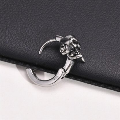 Skull Huggie Hoop Earrings - Image 4