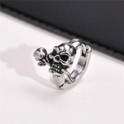 Skull Huggie Hoop Earrings - Image 5