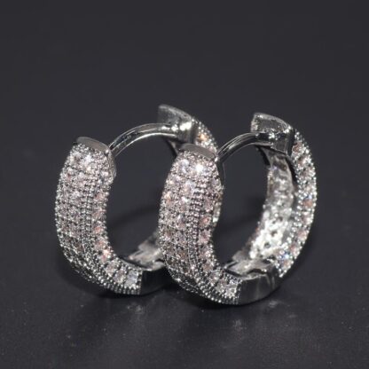 Sparkling Huggie Hoop Earrings - Image 6