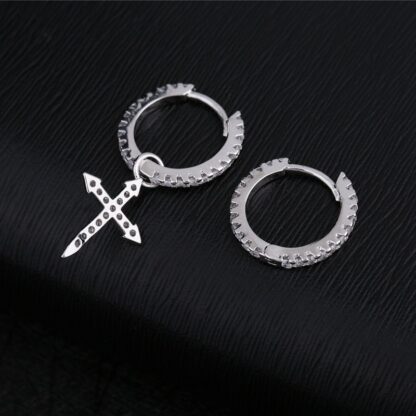 Cross Drop Hoop Earrings - Image 4