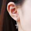 Cross Drop Hoop Earrings - Image 6
