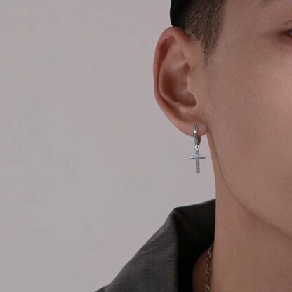 Cross Hoop Earrings - Image 3