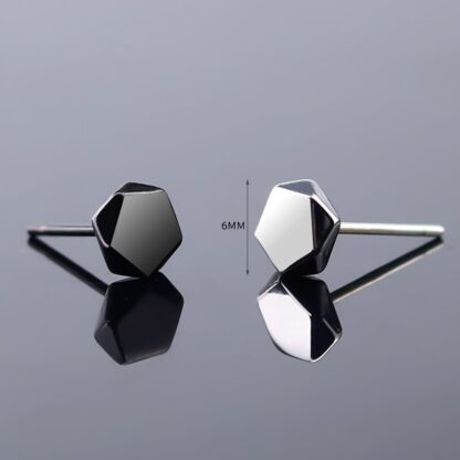 Modern Hexagon Stud Earrings - Image 2