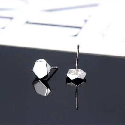Modern Hexagon Stud Earrings - Image 3