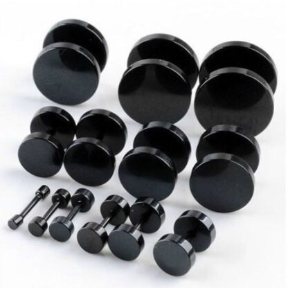 Black Round Stud Earrings
