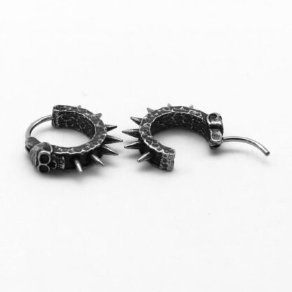 Black Skull Spikes Earrings - Image 2
