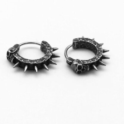 Black Skull Spikes Earrings - Image 3