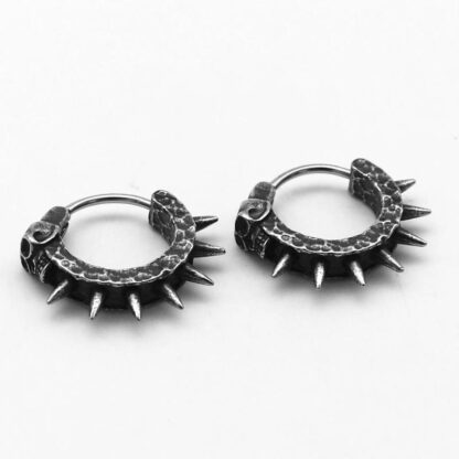Black Skull Spikes Earrings - Image 4