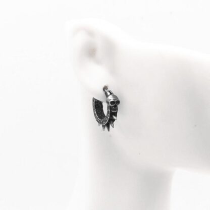 Black Skull Spikes Earrings - Image 5