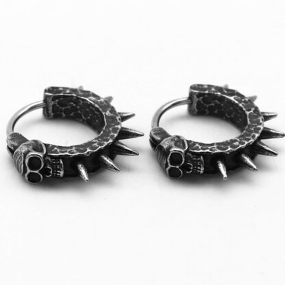 Black Skull Spikes Earrings