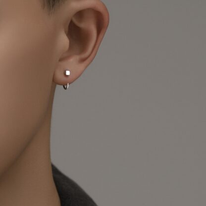 Classic Square End Hoop Earrings - Image 2