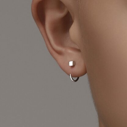 Classic Square End Hoop Earrings - Image 3