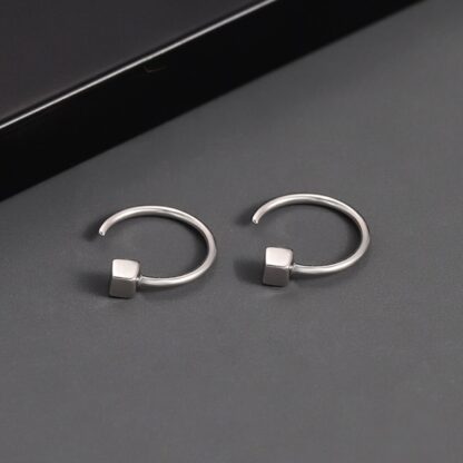 Classic Square End Hoop Earrings - Image 4