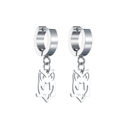 Hip Hop Black Metal Owl Earrings with Hollow Design - Image 2
