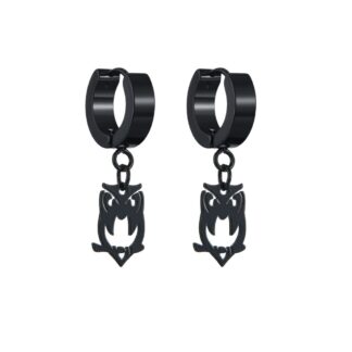 Hip Hop Black Metal Owl Earrings with Hollow Design