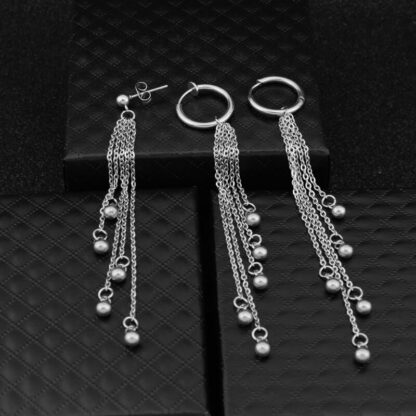 Long Chain Pendant Earrings - Image 2