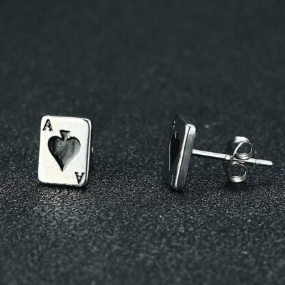 Men’s Poker Player Cards Earring with Ace of Spades Design - Image 2