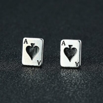 Men’s Poker Player Cards Earring with Ace of Spades Design - Image 3