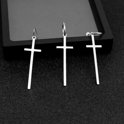 Long Cross Pendant Earring - Image 3