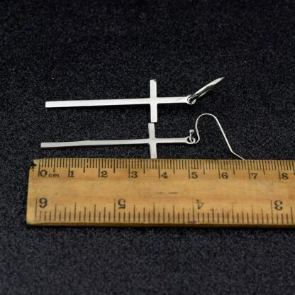 Long Cross Pendant Earring - Image 4