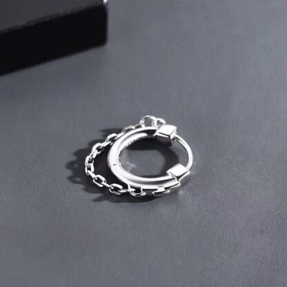 Stamp Silver Color Chain Earring - Image 5