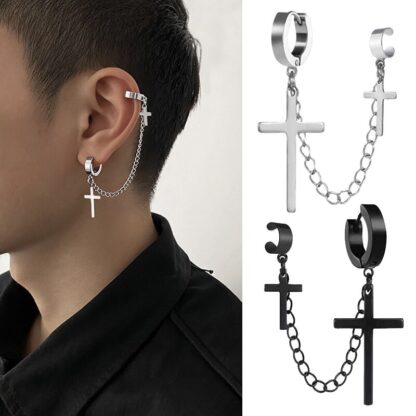 1Pcs Fashion Punk Cross Clip Earring