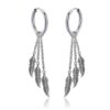 Feather and Chain Hoop Earrings