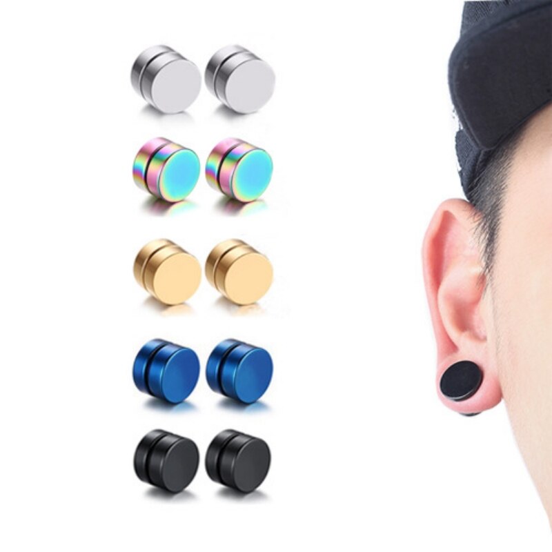 Amazon.com: 4 Pairs Stainless Steel Magnetic Stud Earrings for Men Women CZ  Magnet Non Pierced Clip On Earrings Set 6MM: Clothing, Shoes & Jewelry