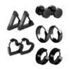 Black Piercing Hoop Earrings