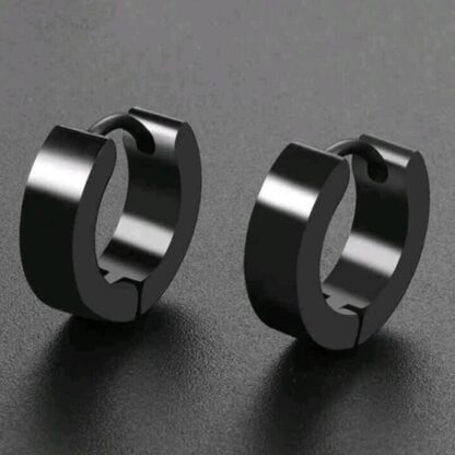 Black Piercing Hoop Earrings - Image 3