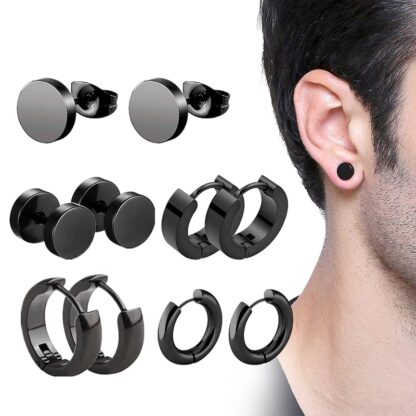 Black Piercing Hoop Earrings