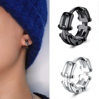 Nail Huggie Hoop Earrings for Men Hoop Men Cartilage Huggie Earring Nail Hoop Earring Man Clip Earrings Men Nail Hoops Nailed Steel Hoops Pair(2