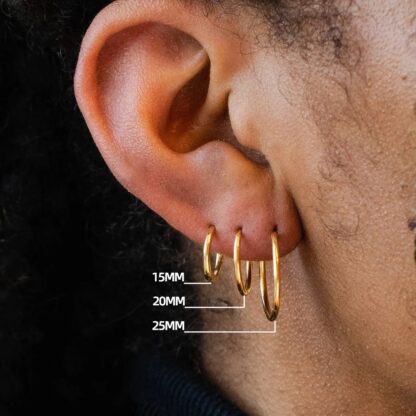 Gold Color Round Hoop Earrings - Image 2