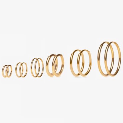 Gold Color Round Hoop Earrings - Image 3