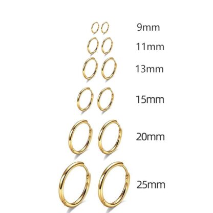 Gold Color Round Hoop Earrings - Image 4