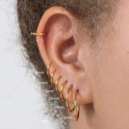 Gold Color Round Hoop Earrings