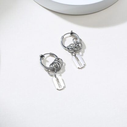 Hinged Hoop Earrings with Razor - Image 2
