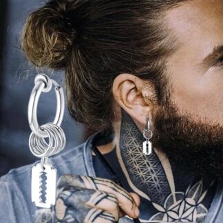 Hinged Hoop Earrings with Razor