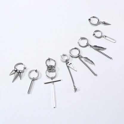 Hinged Hoop Earrings with Razor - Image 5