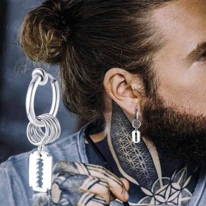Hinged Hoop Earrings with Razor