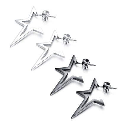 Geometric Stud Earrings with Star - Image 2