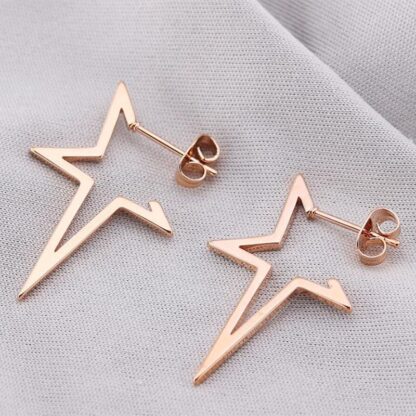 Geometric Stud Earrings with Star - Image 3